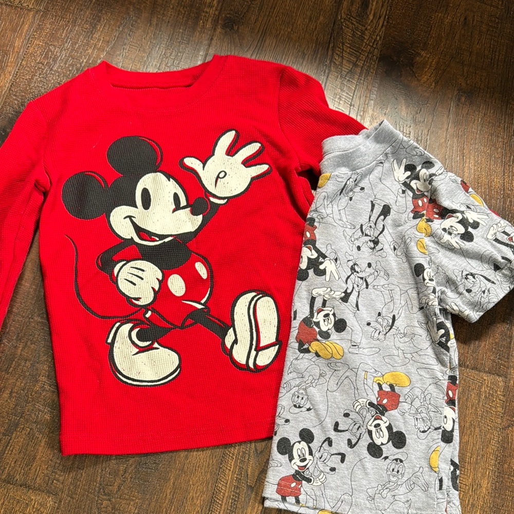 Red and Gray Mickey Mouse Shirts